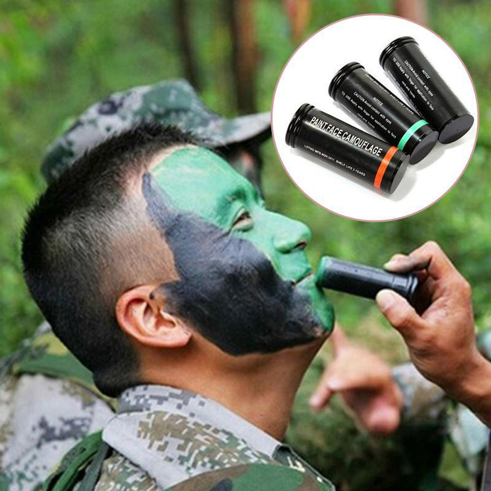 Camo Face Paint - 3-teiliges Tarnfarben-Set, hautfreundlich, geruchsneutral, mit drehbarem