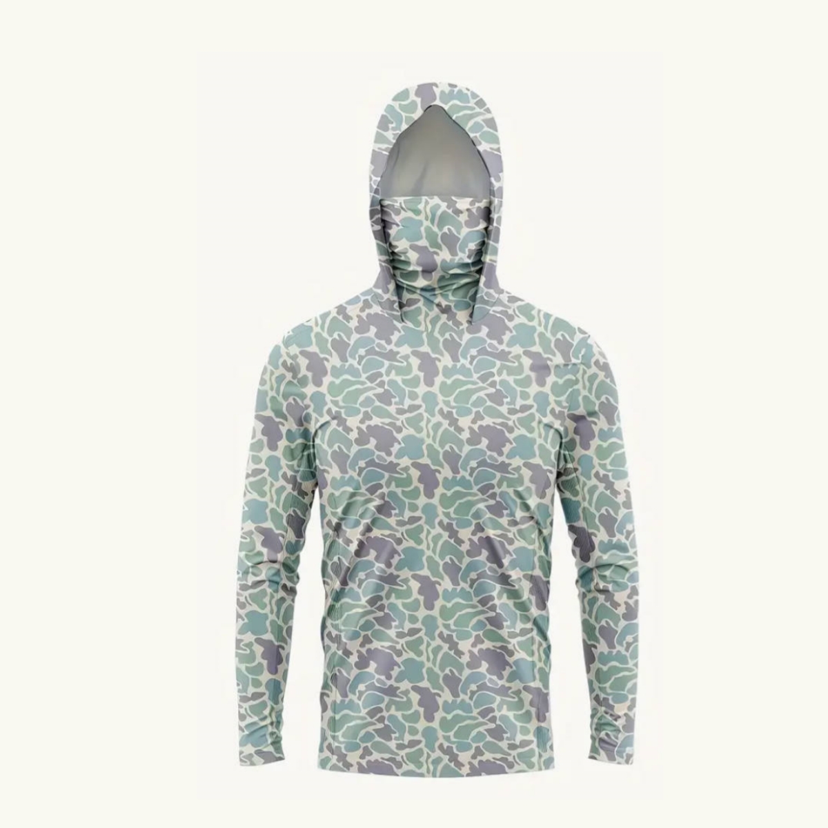 Outdoor Hunting Prints - Herren UPF50+ Sonnenschutz-Angelhoodie mit Gesichtsmaske, Tarnmuster,
